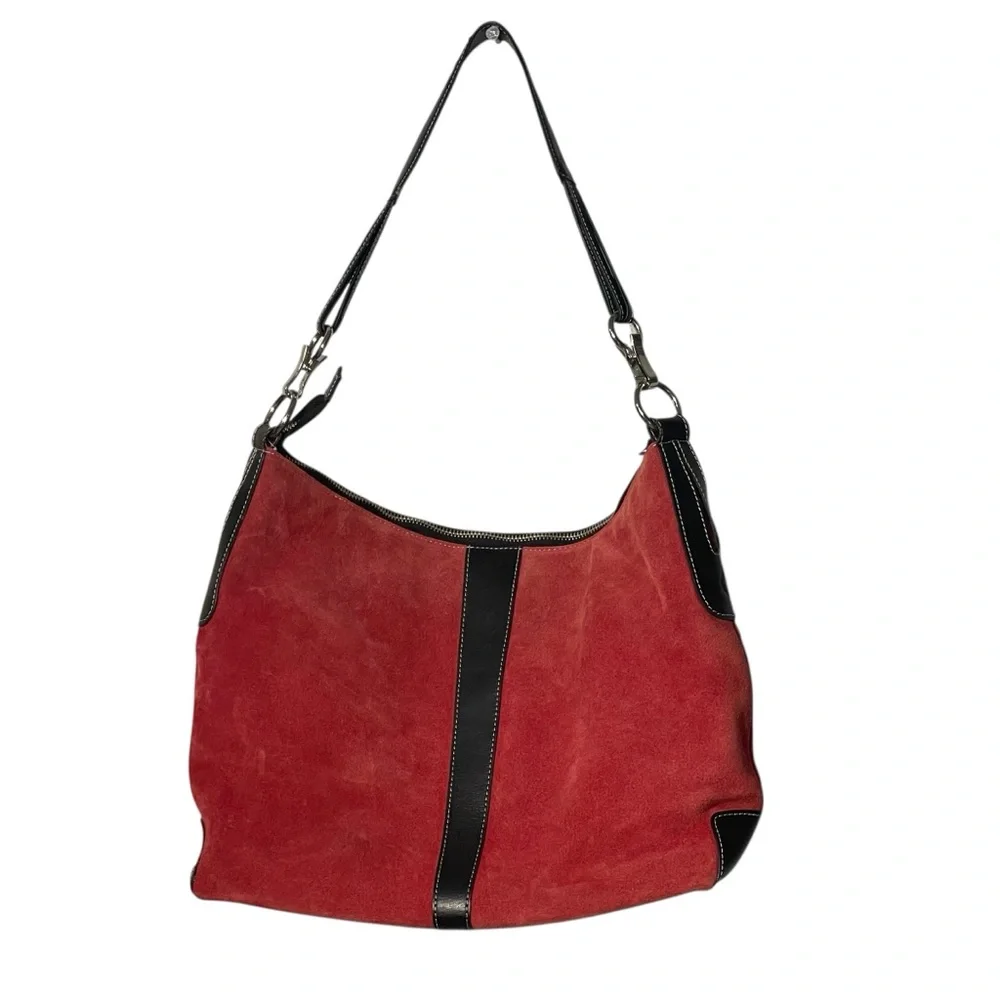 Franklin Covey Women’s Red Suede Leather Hobo Shoulder Bag
